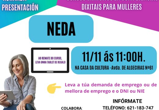 Neda acollerá tres cursos gratuitos para a mellora das competencias dixitais dirixidos a mulleres